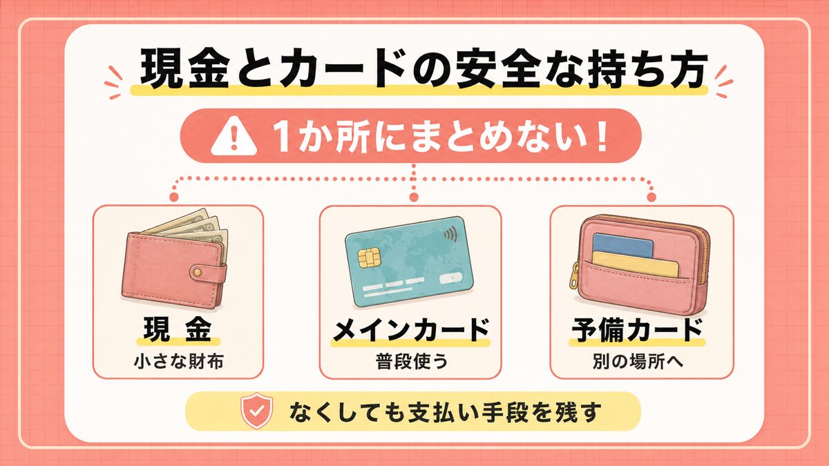 海外旅行で現金とカードを分散して持つ方法