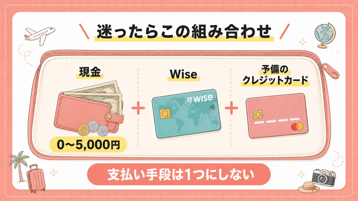 海外旅行におすすめの現金・Wise・予備カードの組み合わせ