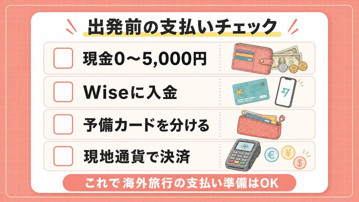 海外旅行出発前の支払いチェックリスト